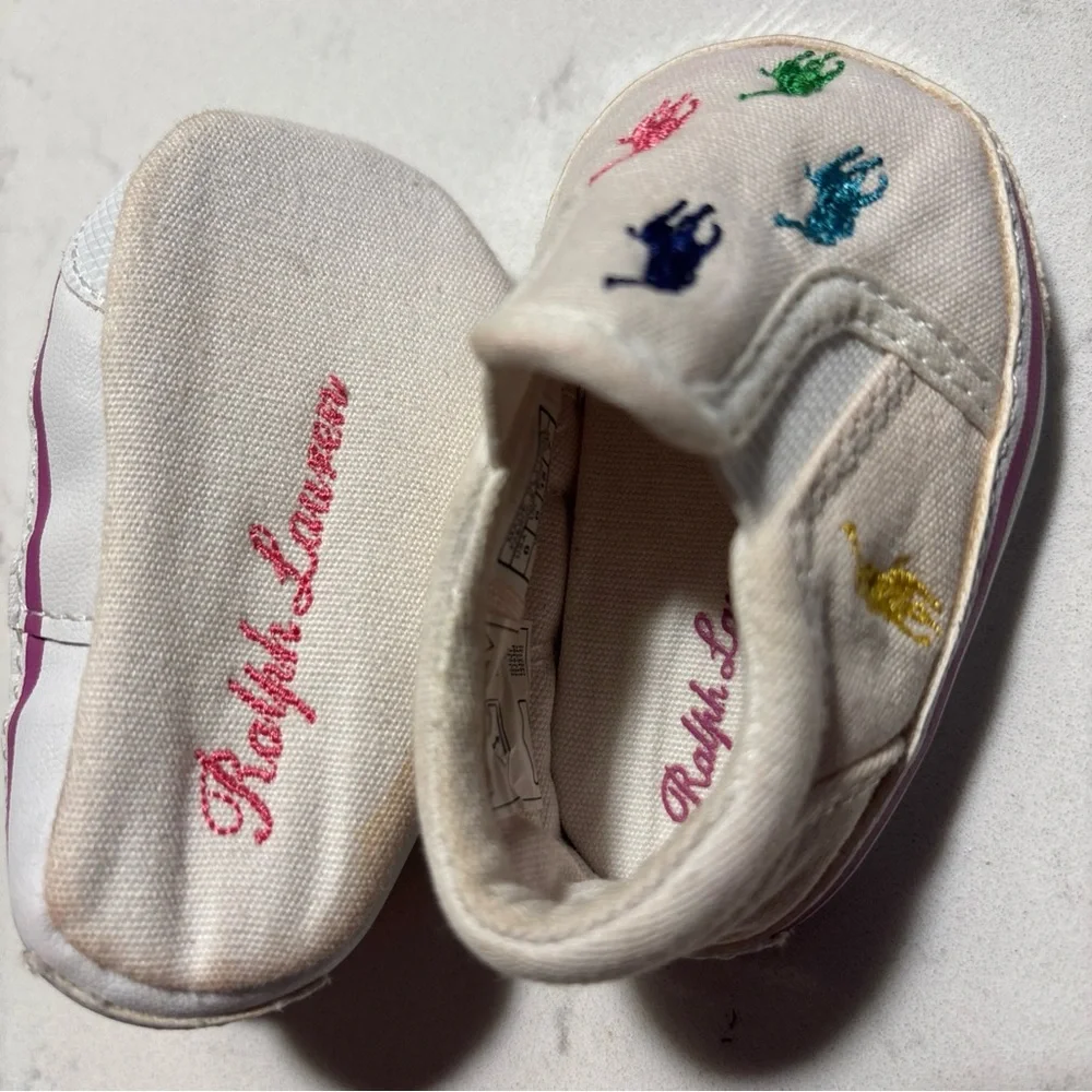 Polo Ralph Lauren Baby Slip-On Shoes Multicolor Pony 0-6M Crib Sneakers